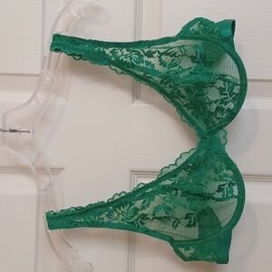 Nasty Gal Green Lace Underwire Bra